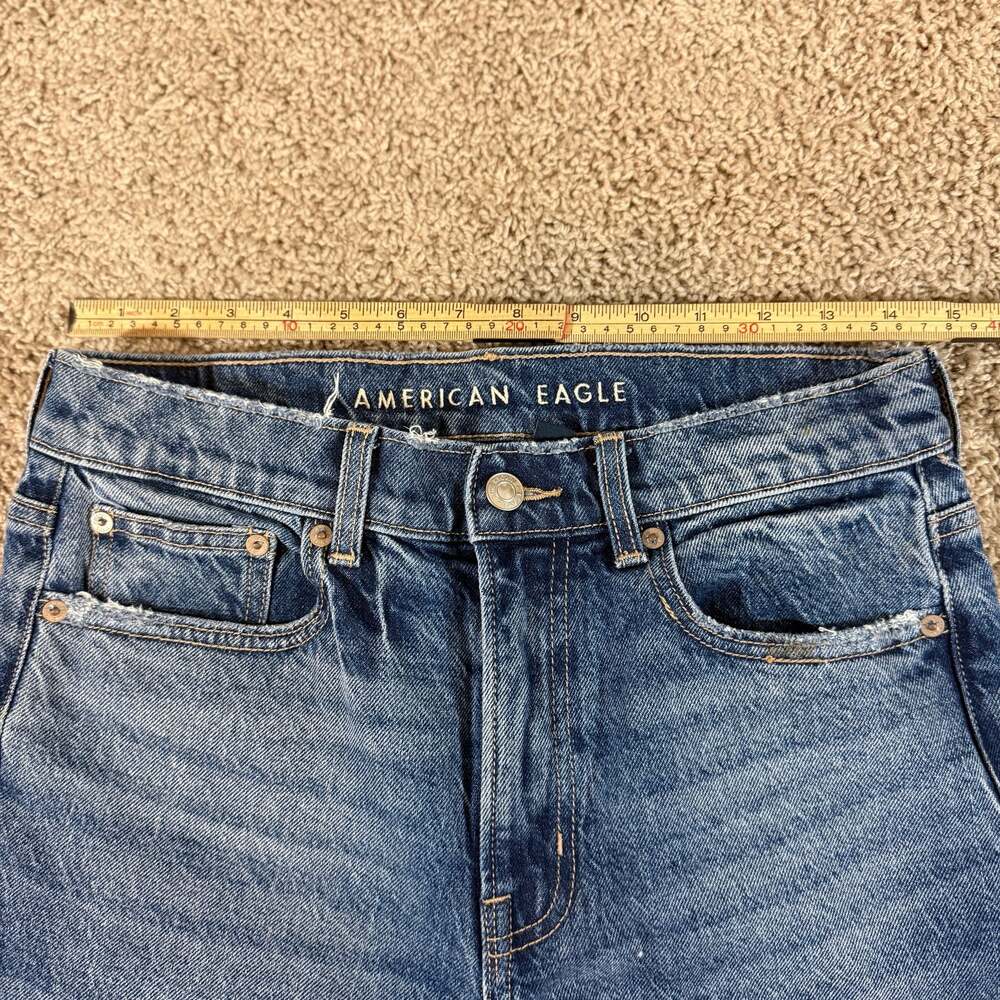 American Eagle Womens High Rise Stretch Jeans Size 6 Medium Wash Raw Hem - Picture 7 of 8